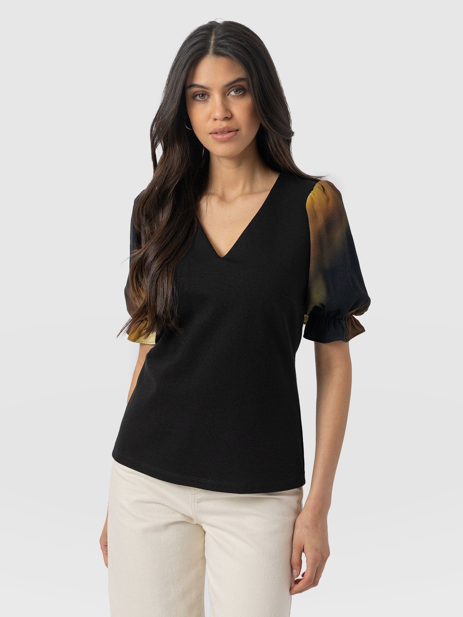 Tori Puff Sleeve Top - Yellow Gradient - Women's T-shirts | Saint + Sofia® USA